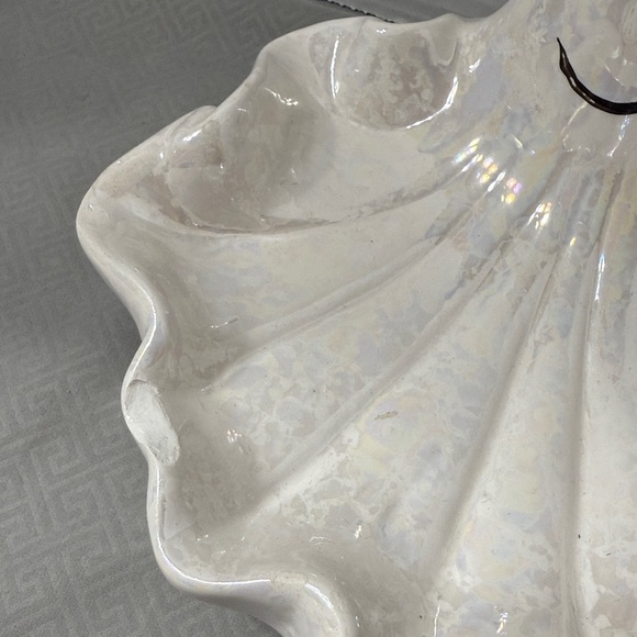 WCL Vtg Iridescent Ceramic Halloween White Ghost Candy Bowl Dish Scalloped Edges - Picture 12 of 16
